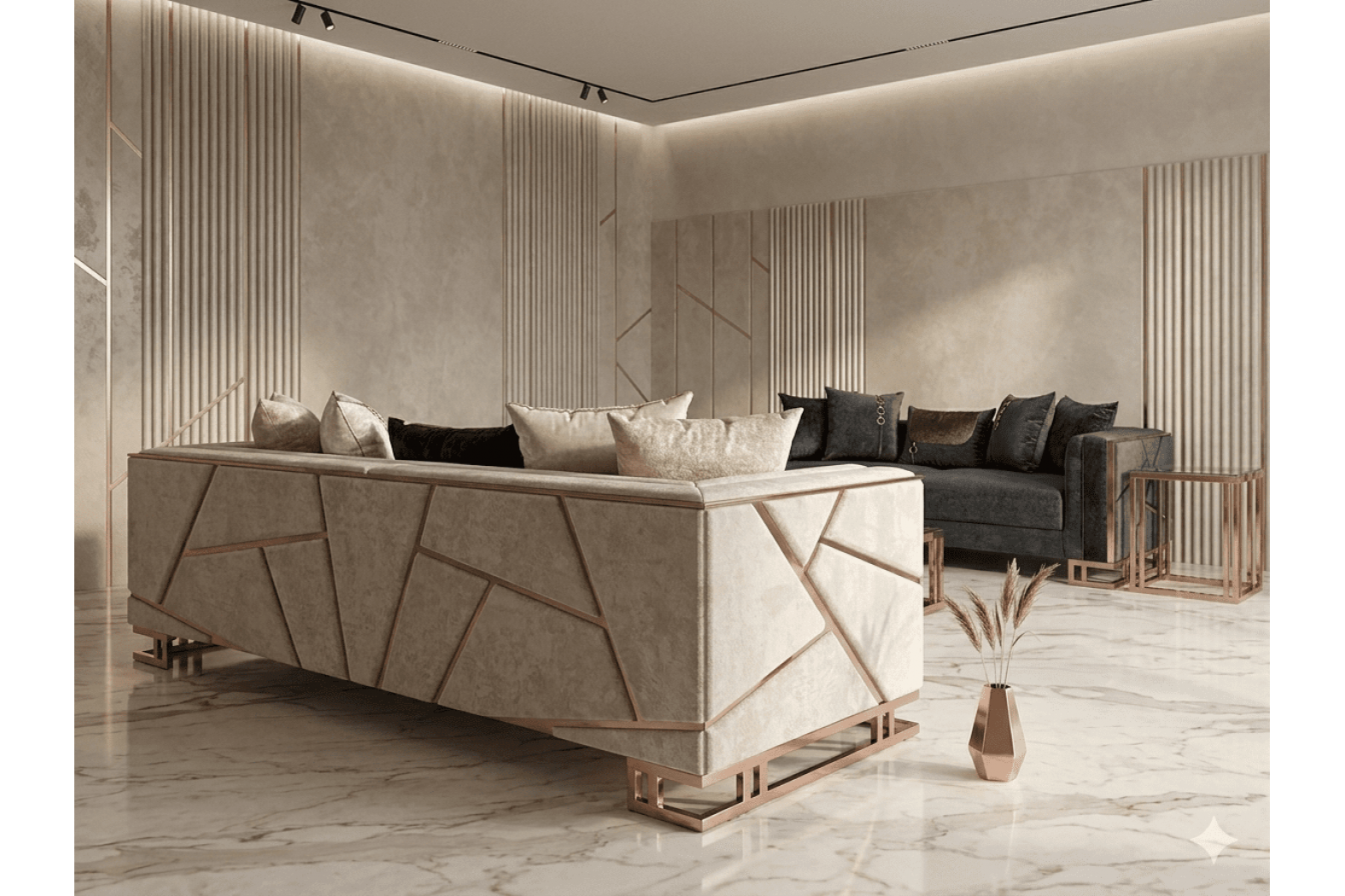 Prag Rose Gold 3-3-1 Sofa Set Prag Rose Gold 3-3-1 Sofa Set