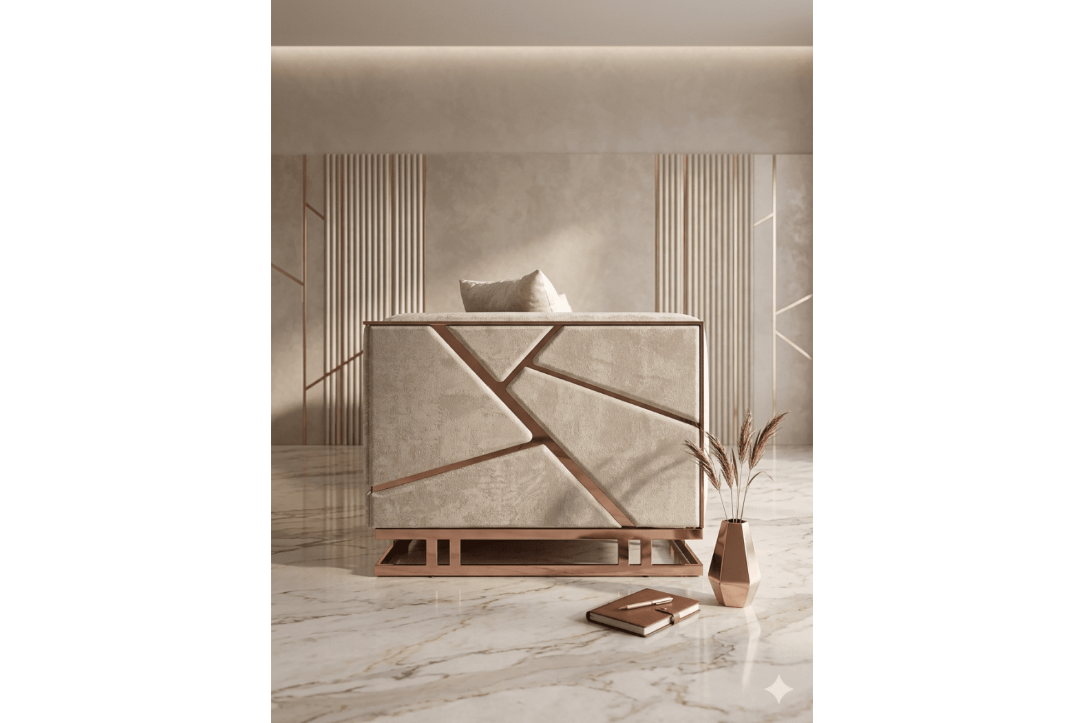 Prag Rose Gold 3-3-1 Sofa Set Prag Rose Gold 3-3-1 Sofa Set